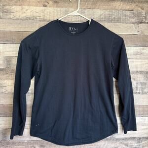 BYLT Drop Cut Mens Shirt Large Blue Performance Gym Training Long Sleeve